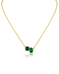 Two Tone Oval CZ Pendant Necklace