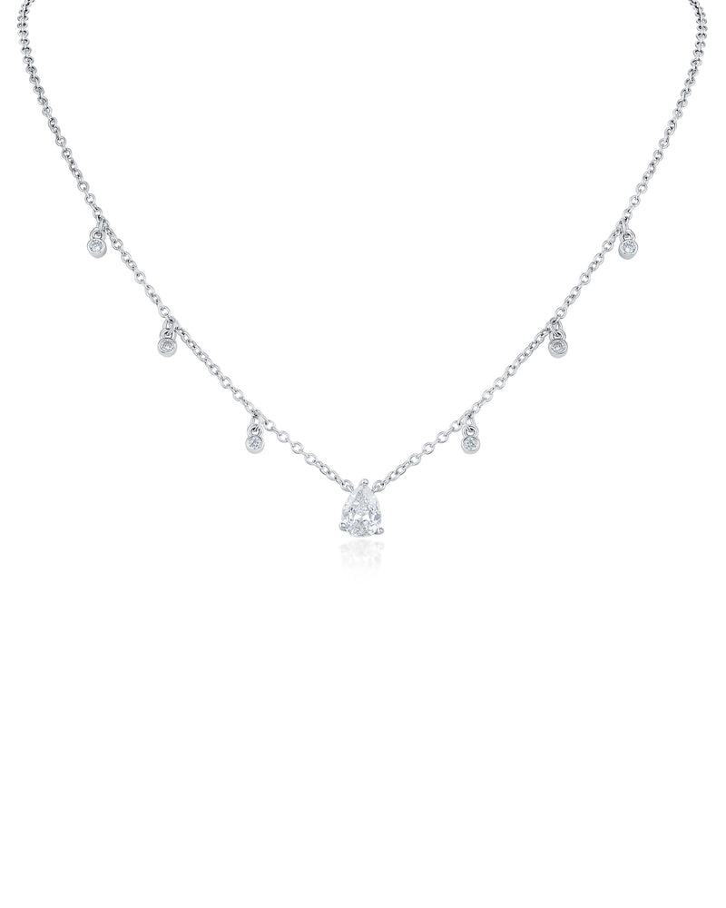 Round and Pear CZ Charm Necklace