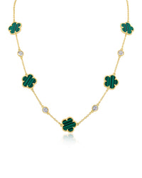 Clover and CZ Station Necklace