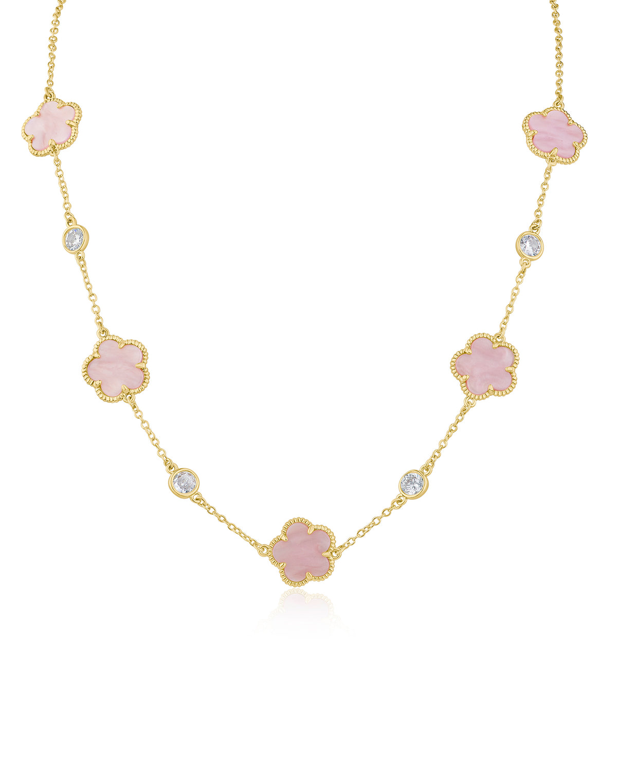 Clover and CZ Station Necklace