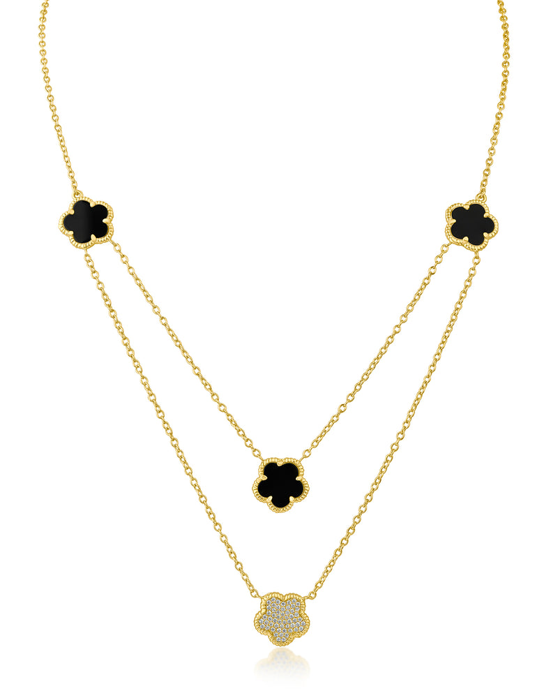 Pave and Resin Clover Necklace