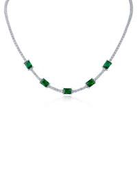 Round and Emerald Station Necklace