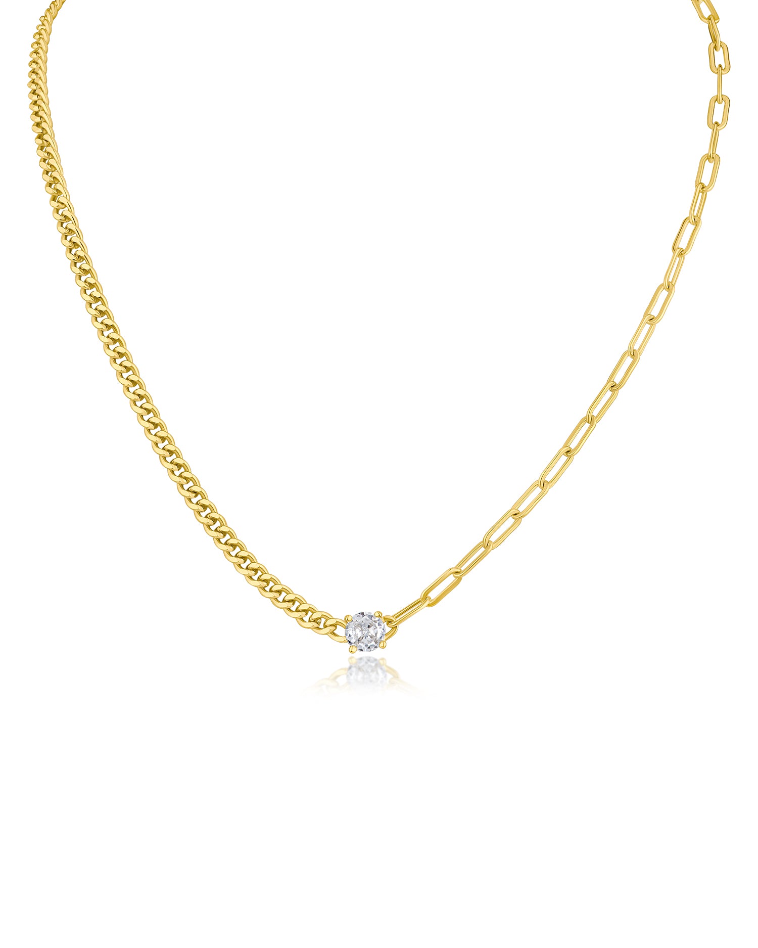 Mismatched Chain Pendant Necklace – CZ by Kenneth Jay Lane