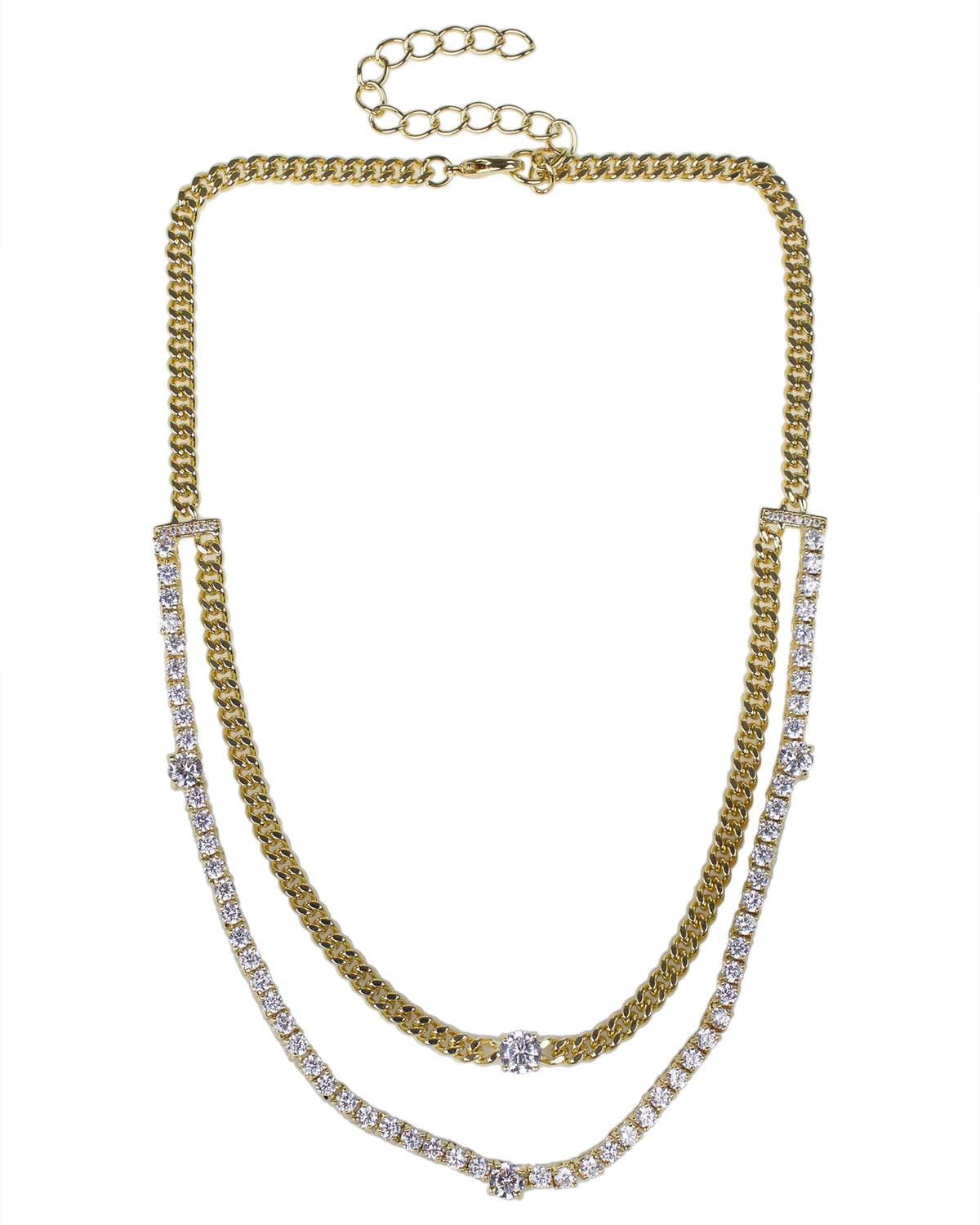 Chain and CZ Double Necklace