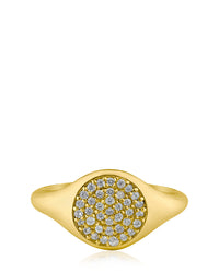 Round Pave Signet Ring