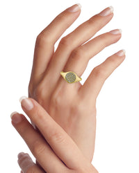 Round Pave Signet Ring