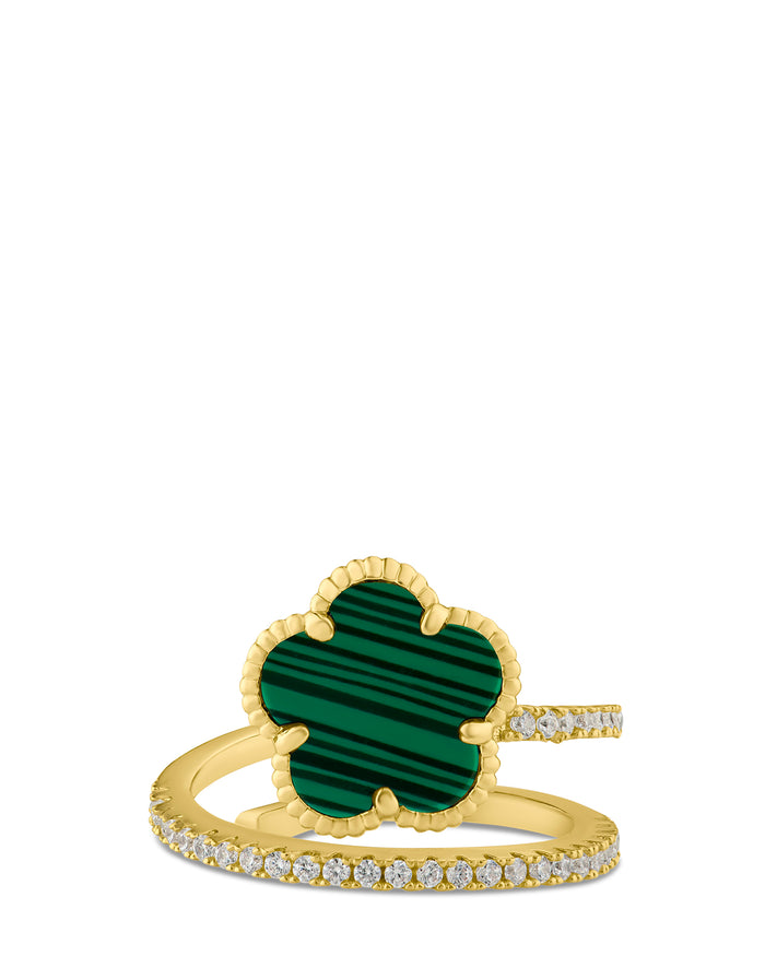 CZ and Clover Wrap Ring