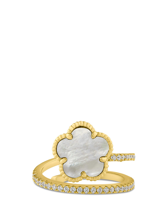 CZ and Clover Wrap Ring