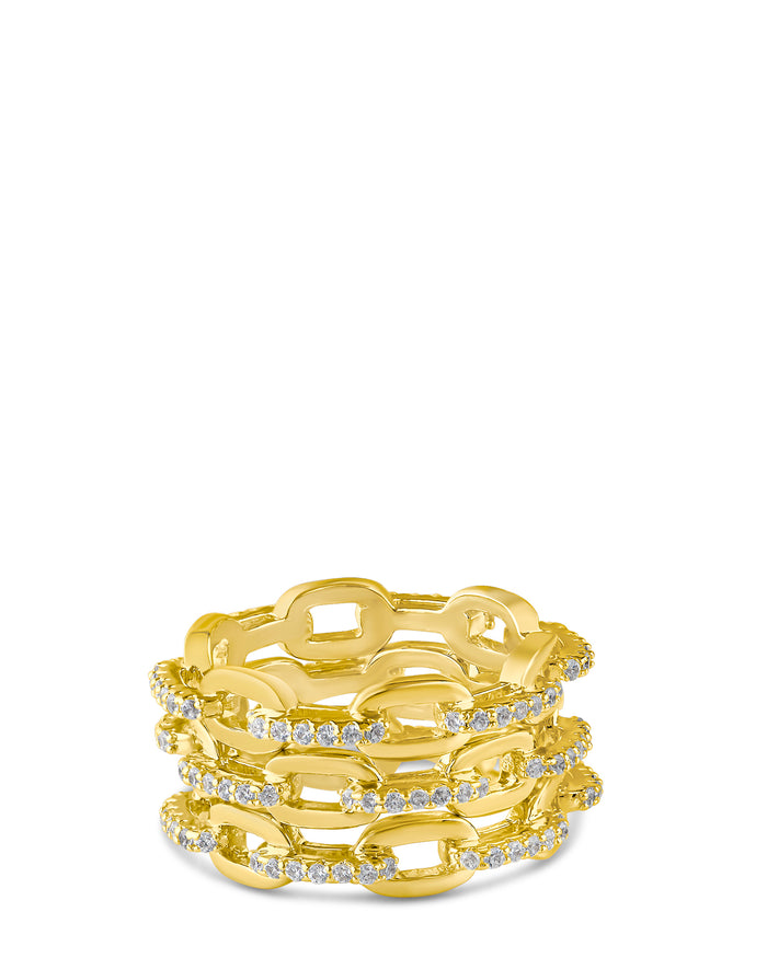 Pave Chain Stacked ring