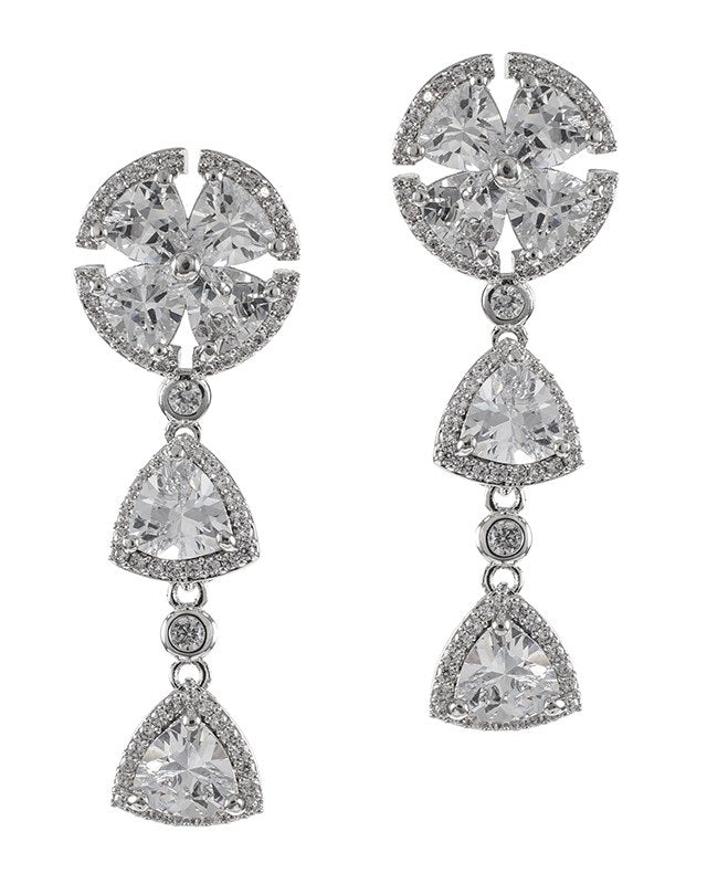 Trillion CZ Drop Earrings