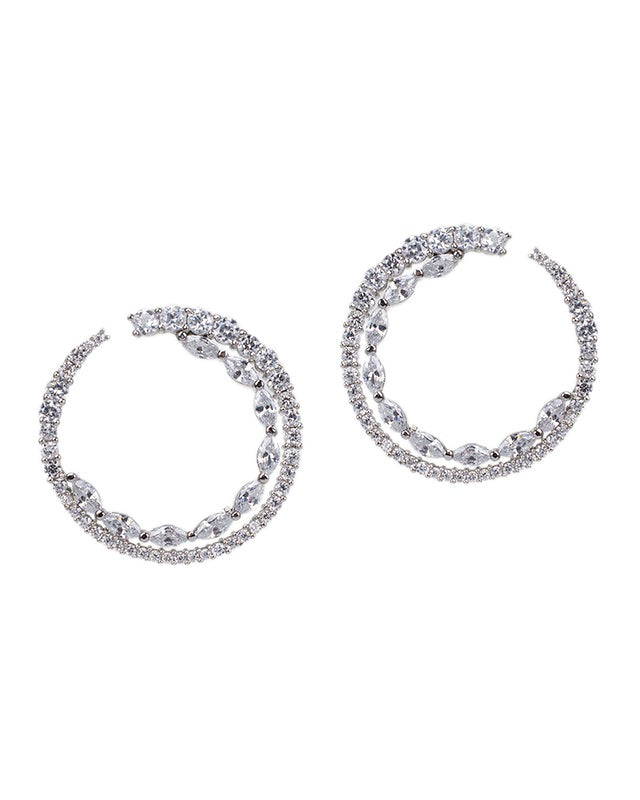 Round and Marquise Open Circle Earrings