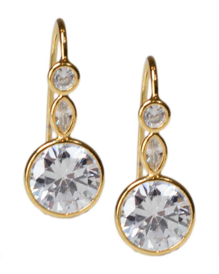 Round and Marquise CZ Wire Earrings