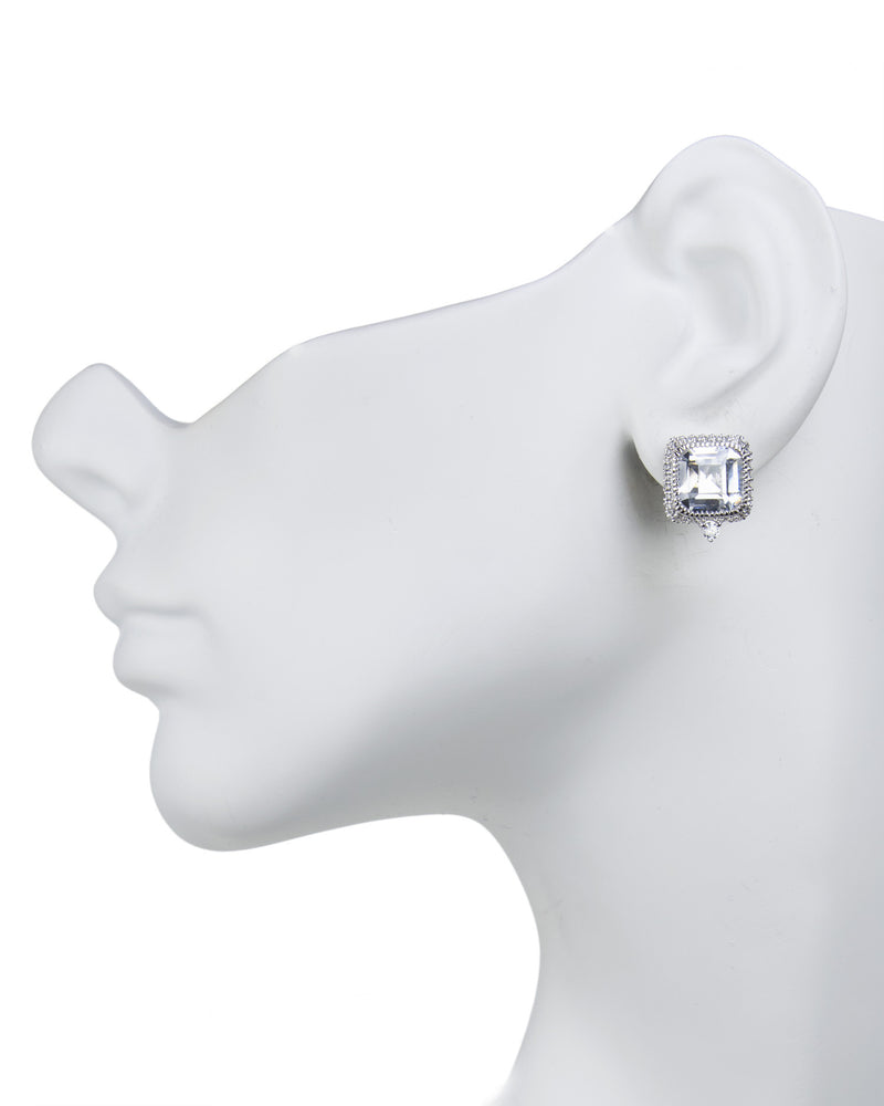 Asscher Cut Pierced Stud Earring