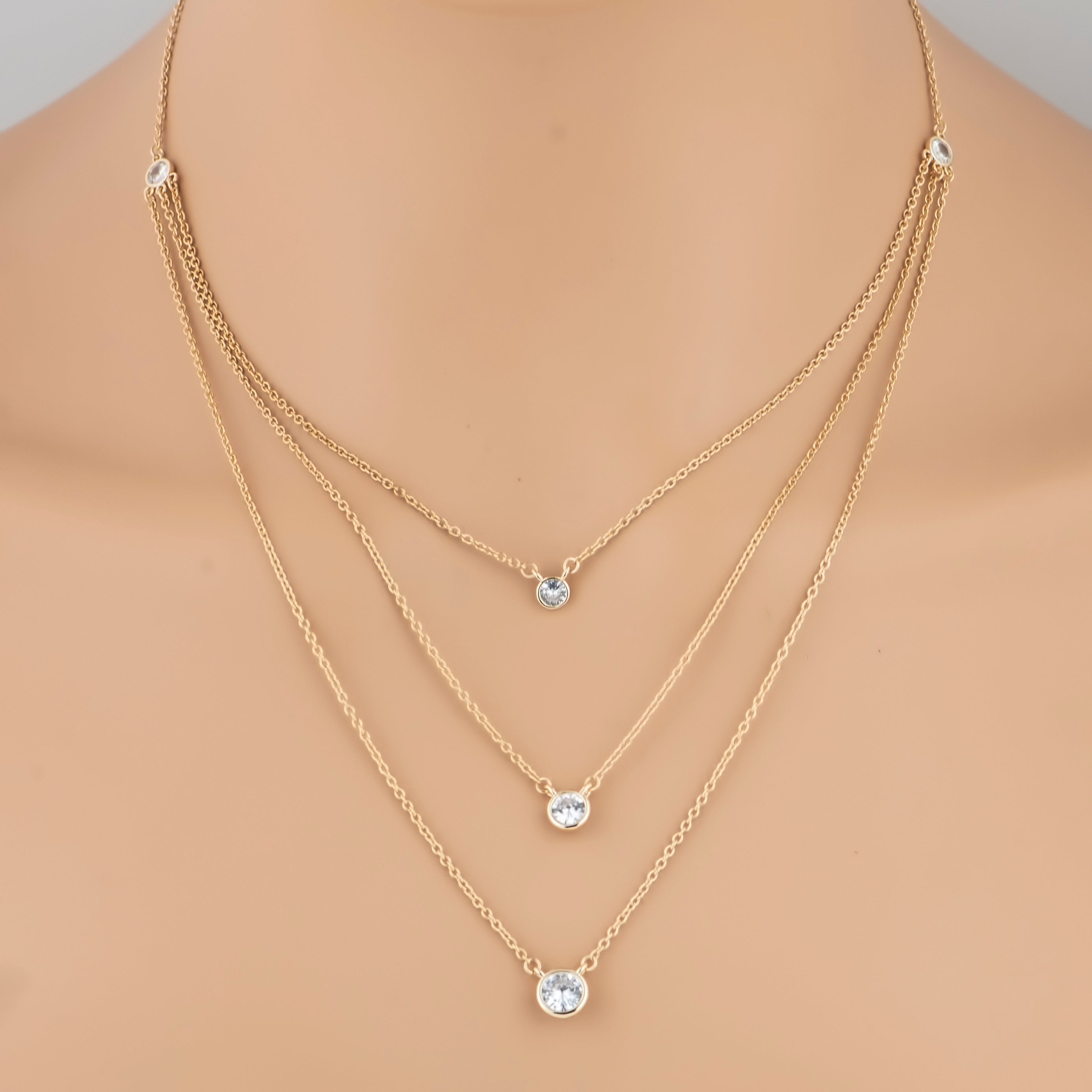Triangle Layering Necklace Set • Gold Silver