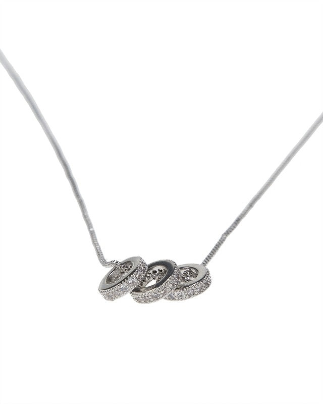 Pave Triple Ring Pendant Necklace